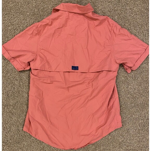Izod Surfcaster Fishing Boating Shirt Men Sz‎ Medium Short Sleeve Rose Dark Pink - Picture 3 of 7